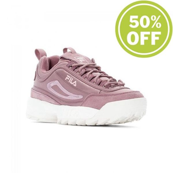 Zapatillas Fila Mujer Gris Rosas - Disruptor Satin Low Wmn Ash - España 341862OBS